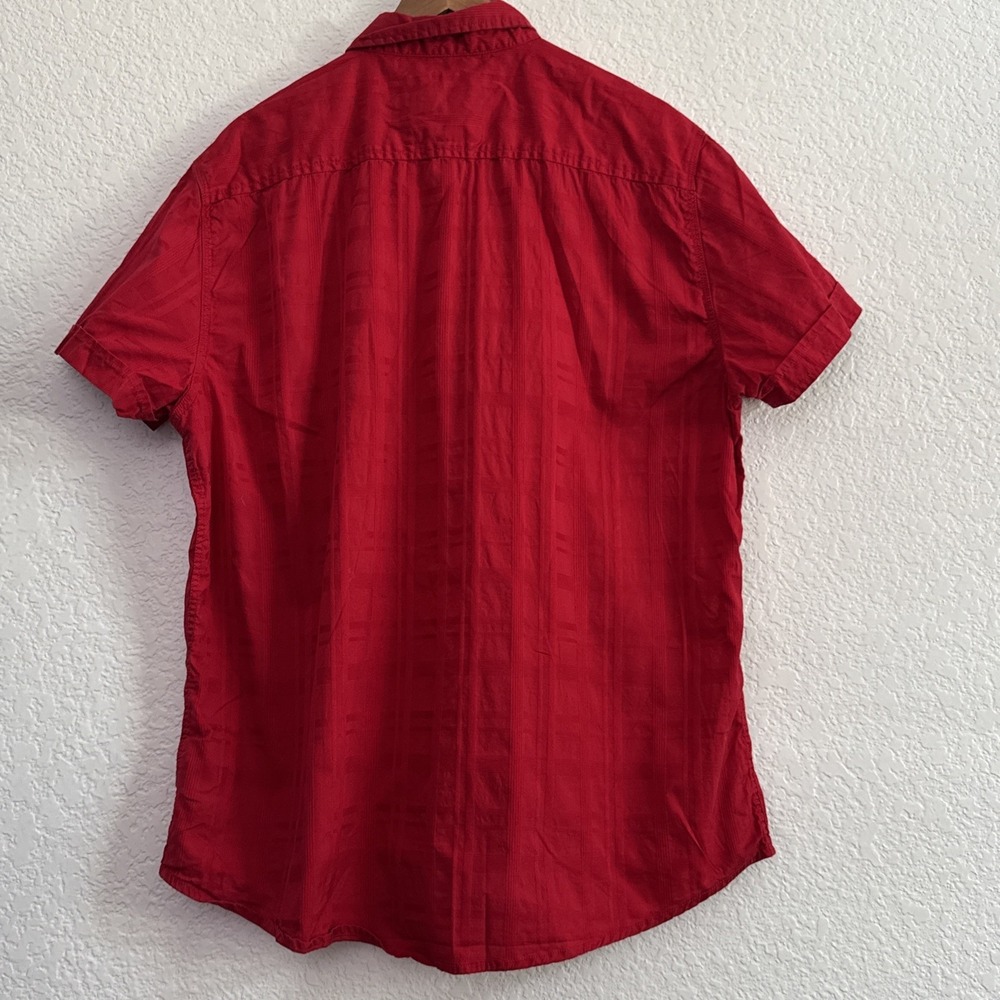 Guess Button Down Short Sleeve Red Snaps Front Logo Men's Size 2XL - Picture 2 of 9